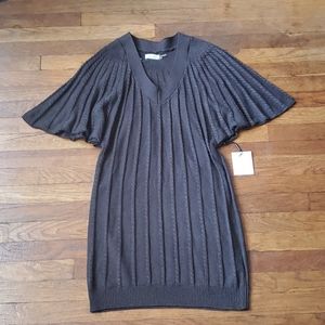 Calvin Klein Cable Knit V-Neck Sweater Dress